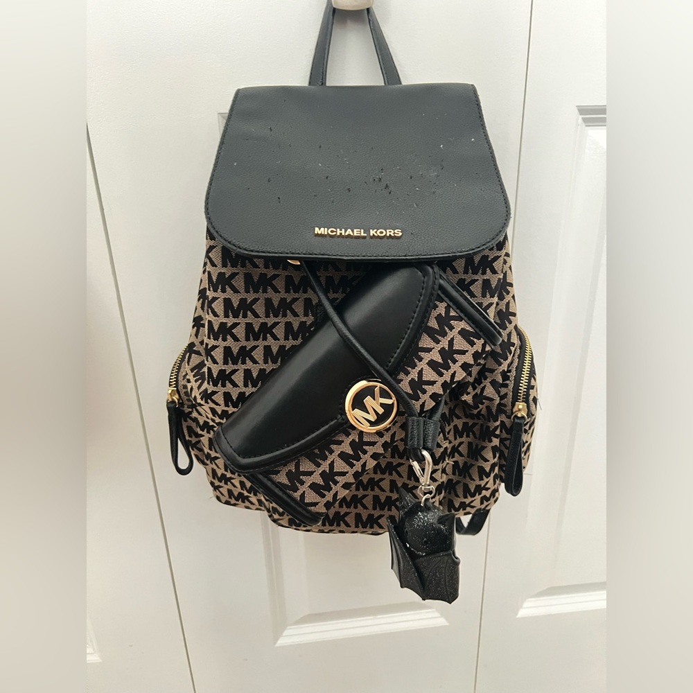 Black and Brown Women's Backpack with Matching Wallet